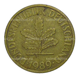 Монета 10 пфеннигов 1989 года D Германия