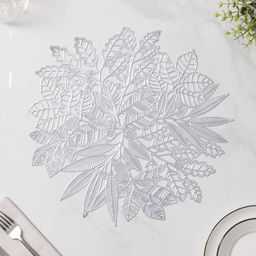 Цена за 12 шт. Салфетка сервировочная на стол Доляна Ashberry, d=38 см, серебряная