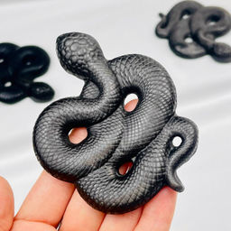 Фигурка Змея из серебристого Обсидиана - Радуга самоцветов фото 2