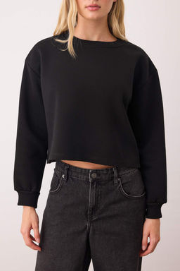 Ekru Kal?n Ici Polarl? Bisiklet Yaka Crop Orme Sweatshirt TWOAW26SW00093 - Trendyolmilla фото 7