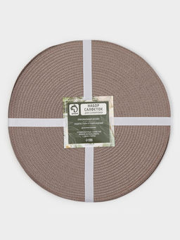 Набор салфеток сервировочных на стол Доляна Лофт, 4 шт, d=38 см, цвет кофейный  фото 15