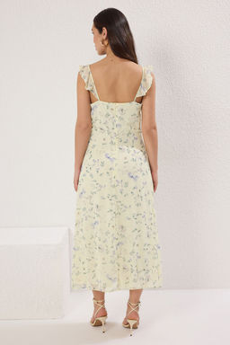 TRENDYOLMILLA Sar? Cicekli F?rf?rl? Midi Dokuma Elbise TWOSS25EL00568  фото 9