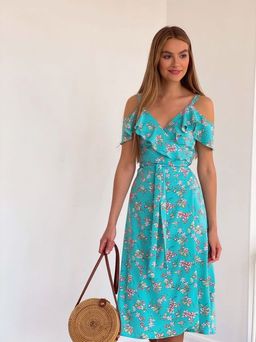 4195 Сарафан в цветочек в цвете тиффани - Martichelli фото 10