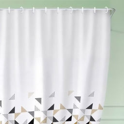 Штора для ванной комнаты из ПВД 180х180см "Геометрия", 35мкм, 12 колец, в пакете (Россия)