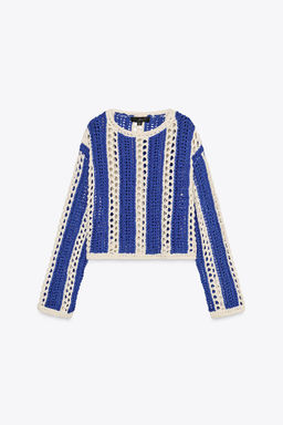 CROCHET KNIT CROP SWEATER - Zara фото 5