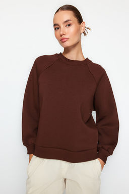 TRENDYOLMILLA Bordo Relaxed/Rahat Kal?p Basic Reglan Kol Bisiklet Yaka Orme Sweatshirt TWOAW24SW00104 фото 14