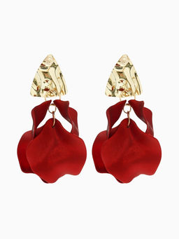 Серьги ассорти Ветер мятые треугольники, цвет красно-золотой