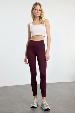 Bordo Soft F?rcal? Kumas Reflektor Bask? Detayl? Tam Boy Orme Spor Tayt THMAW25TY00020