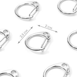 Цена за 2 шт. Карабин металлический «Круг», d=16 мм, 25×20 мм, 10 шт., цвет серебряный