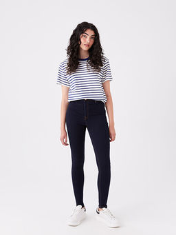 Y?ksek Bel J?piter S?per Skinny Fit ??i Polarl? Kad?n Jean Pantolon