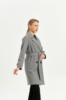 Пальто женское демисезонное 22970 (серый/ёлочка) - Kankan фото 7