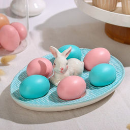 Подставка для яиц Доляна «Зайка», 25×18×9 см, доломит, голубая