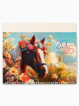 Календарь настенный квартальный 2026 «Лошадь с цветами», 30×46 см