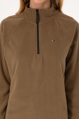 Kad_n A__k Haki Fermuarl_ Dik Yaka Polar Sweatshirt - U.s. polo assn фото 6