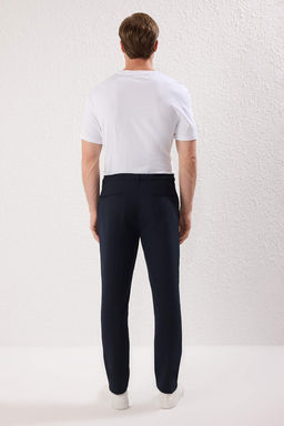 Lacivert Slim Fit Beli Baglama Detayl? Lastikli Kumas Dokuma Pantolon TMNAW25PL00027