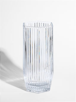Ваза для цветов «Эдисон», линии, 28×13.5 см, стекло, прозрачная