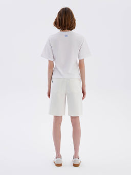 CONTE CON-641 Белые джинсовые шорты с необработанным краем white