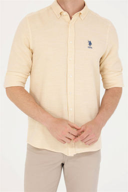 Мужская светло-желтая рубашка с длинным рукавом - U.s. polo assn фото 13