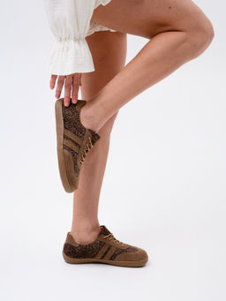 Кеды босоногие натуральная замша коричневые 184.natabr.Серо-коричневая замша+коричневый джангл/Кожа