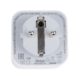 USH-A101 1G/WF WHITE Умная розетка Wi-Fi. 16A. До 3680Вт. Голосовое управление+приложение UnielSmart. TM Uniel - Volpe фото 4