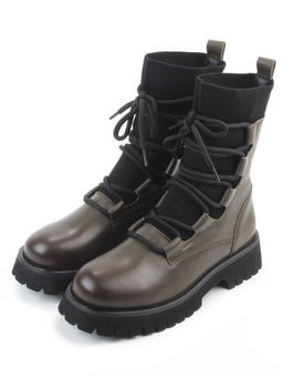 01-XKL21-195R DK. GREEN Ботинки демисезонные женские (натуральная кожа, байка)