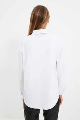Trendyolmilla X Sagaza Studio Beyaz Dokuma Poplin Gomlek TPRAW22GO1061  фото 6