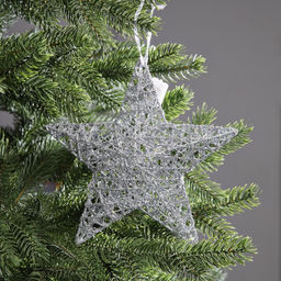 Подвеска световая Звезда серебристая, 2020х5 см, 10 LED, от батареек AG133, свечение тёплое белое - Luazon lighting фото 2