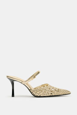ZAPATO TAC?N METALIZADO EFECTO TRENZADO / Oro