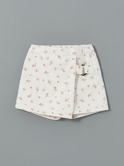 Beli Lastikli ?i?ekli K?z ?ocuk ?ort Etek