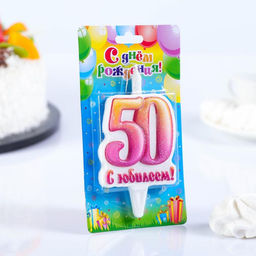 Свеча в торт «Юбилейная, цифра 50», 9.7 см