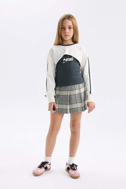 Толстовка с круглым вырезом для девочек с цифровым принтом - Defacto фото 2