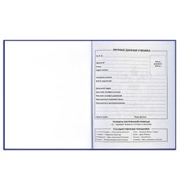 Дневник российского школьника арт. 60147 СИНЯЯ СИМВОЛИКА / интегральный переплёт, А5+, 48 л., конгрев, выборочный УФ-лак, матовая ламинация, полноцветная печать, универсальная шпаргалка/