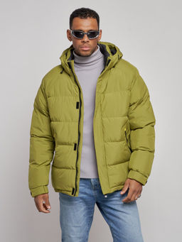 Куртка спортивная болоньевая мужская зимняя с капюшоном зеленого цвета 3111Z - Wonderrman фото 8