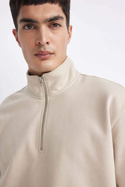 Толстовка Comfort Fit на молнии с воротником-стойкой - Defacto фото 4