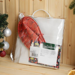 Набор для бани с принтом Огненный дракон: шапка, тапки, коврик, красный - Simaland фото 7