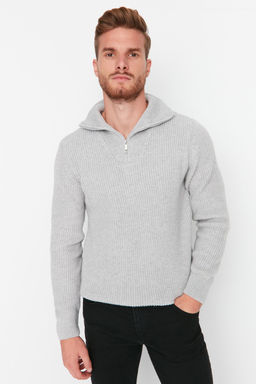 TRENDYOL MAN Ekru Regular Fit Yunlu Fermuarl? Bal?kc? Yaka Triko Kazak TMNAW22KZ0347 - Trendyolmilla фото 24