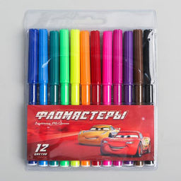 Фломастеры 12 цветов, «Тачки»