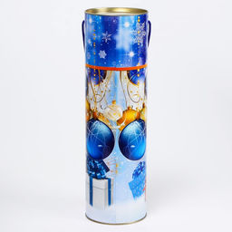 Подарочная новогодняя коробка - тубус «Синие шары», 99×340 мм