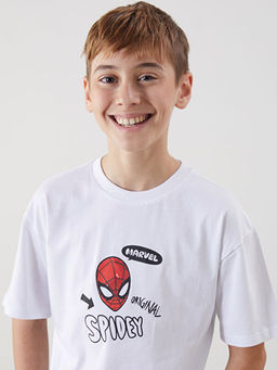Bisiklet Yaka Spider-Man Bask?l? Erkek ?ocuk Ti??rt