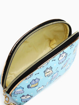 Косметичка женская на молнии, с подкладкой, ручкой, с принтом, голубая
