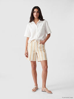 Bermuda Fit ?izgili Kad?n Jean ?ort