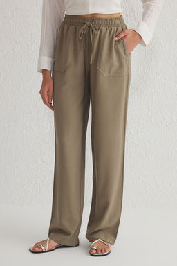 TRENDYOLMILLA Haki Beli Lastikli Ederli Kumas Pull On Jogger Dokuma Pantolon Dokuma Pantolon TWOSS25PL00010  фото 4