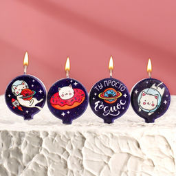 Свечи в торт «Космос», 4×4.4 см, 4 шт.