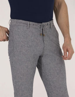 A__k Lacivert Slim Fit Beli Lastikli Kanvas Pantolon - Pierre cardin фото 7