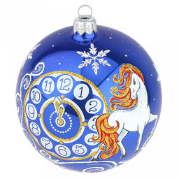 Елочная игрушка шар стеклянная Зодиак. Лошадка д9,5см, ручная художественная роспись, подарочная упаковка, цвета микс, Символ 2026 года (Россия) - Домашняя мода фото 7