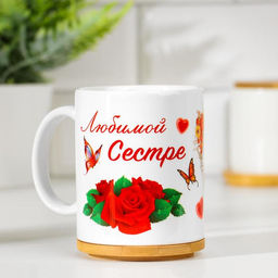 Кружка чайная керамическая Любимой сестре, 320 мл