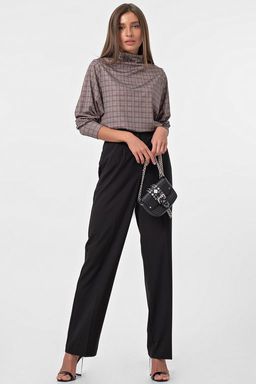 Джемпер свободный с длинным рукавом в клетку красный