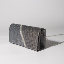 Сумка-клатч женская вечерняя на магните, на длинной цепочке, со стразами, серебристая