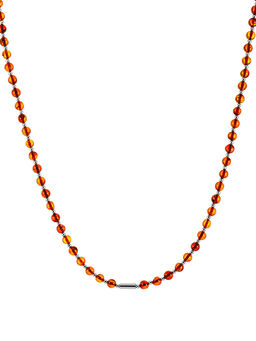 Яркие бусы из натурального коньячного янтаря и бисера