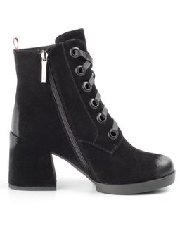 04-R180-1 BLACK Ботинки зимние женские (натуральная замша, натуральный мех) - Фабричный китай фото 12